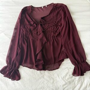 Elegant Burgundy Women's Blouse